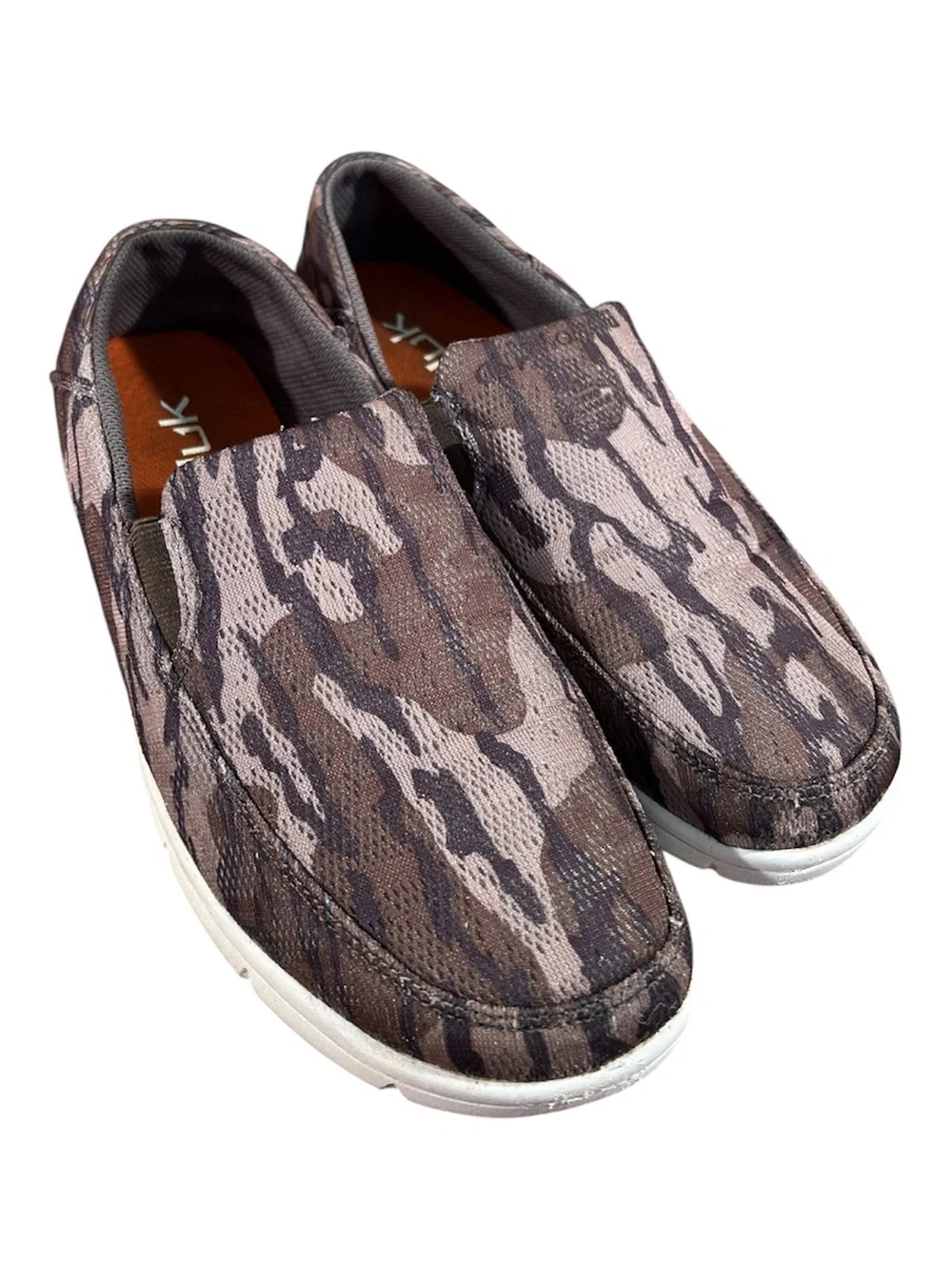 Huk Men's Brewster Mossy Oak Camo Slip On Deck Shoes Size 8